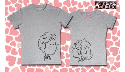 Прикольные футболки: Парная Мультяшки Kiss на сером